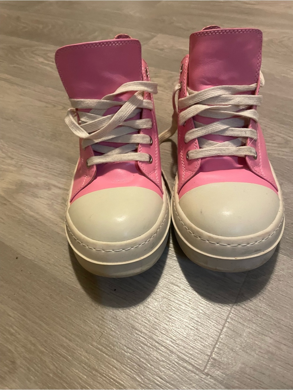 Pink High-Top Sneakers - Casual Lace-Up Shoes